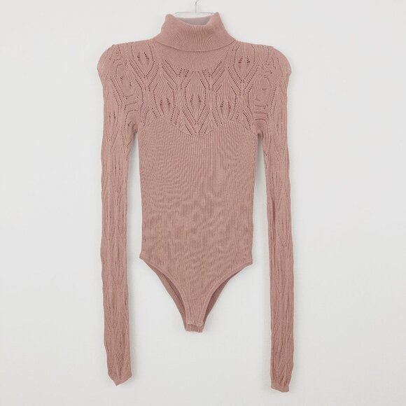 Free People Tops - Intimately Free People Pretty In Pointelle Turtleneck Bodysuit XS Pink Mauve